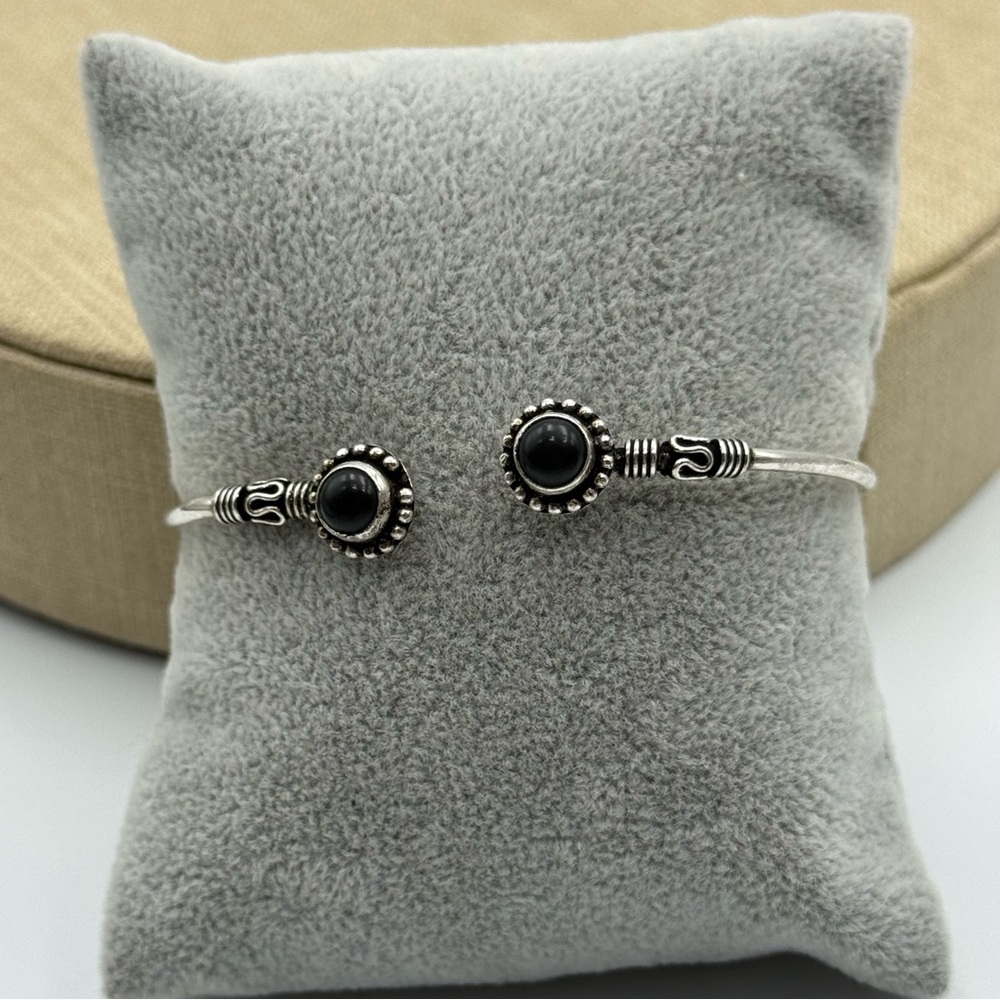 Men’s Silver tone and Black stone Aztec Bracelet